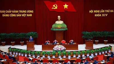 Thông cáo báo chí về ngày làm việc thứ hai Hội nghị Trung ương 3 khóa XIV
