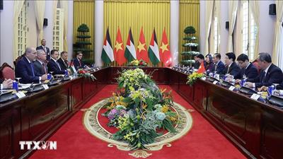 Chủ tịch nước Lương Cường hội đàm với Quốc vương Jordan