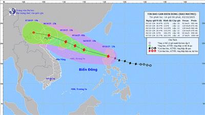 Bão Matmo giật cấp 13, chuẩn bị đi vào Biển Đông