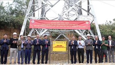 Lễ gắn biển công trình đường dây 220kV Nậm Mô - Tương Dương
