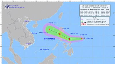 Xuất hiện áp thấp nhiệt đới gần Biển Đông