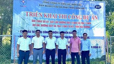 Triển khai thi công đường dây và trạm biến áp 110kV Tứ Kỳ, tỉnh Hải Dương