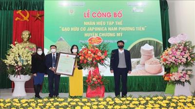 Hà Nội trao chứng nhận nhãn hiệu tập thể cho gạo hữu cơ Japonica