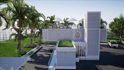 Tòa nhà văn phòng làm từ container sử dụng năng lượng mặt trời